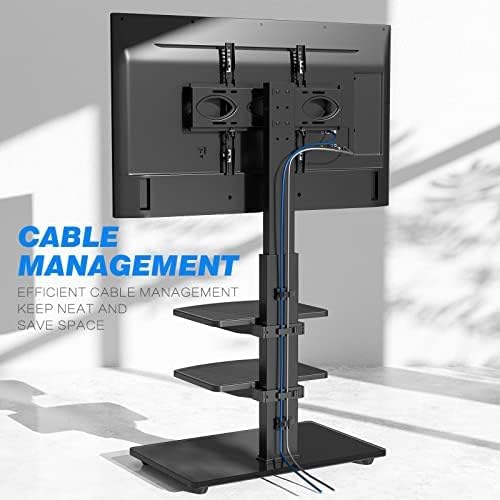 RFIVER Freestanding Floor TV Stand for 32-70 inch TVs up to 50kg, Black