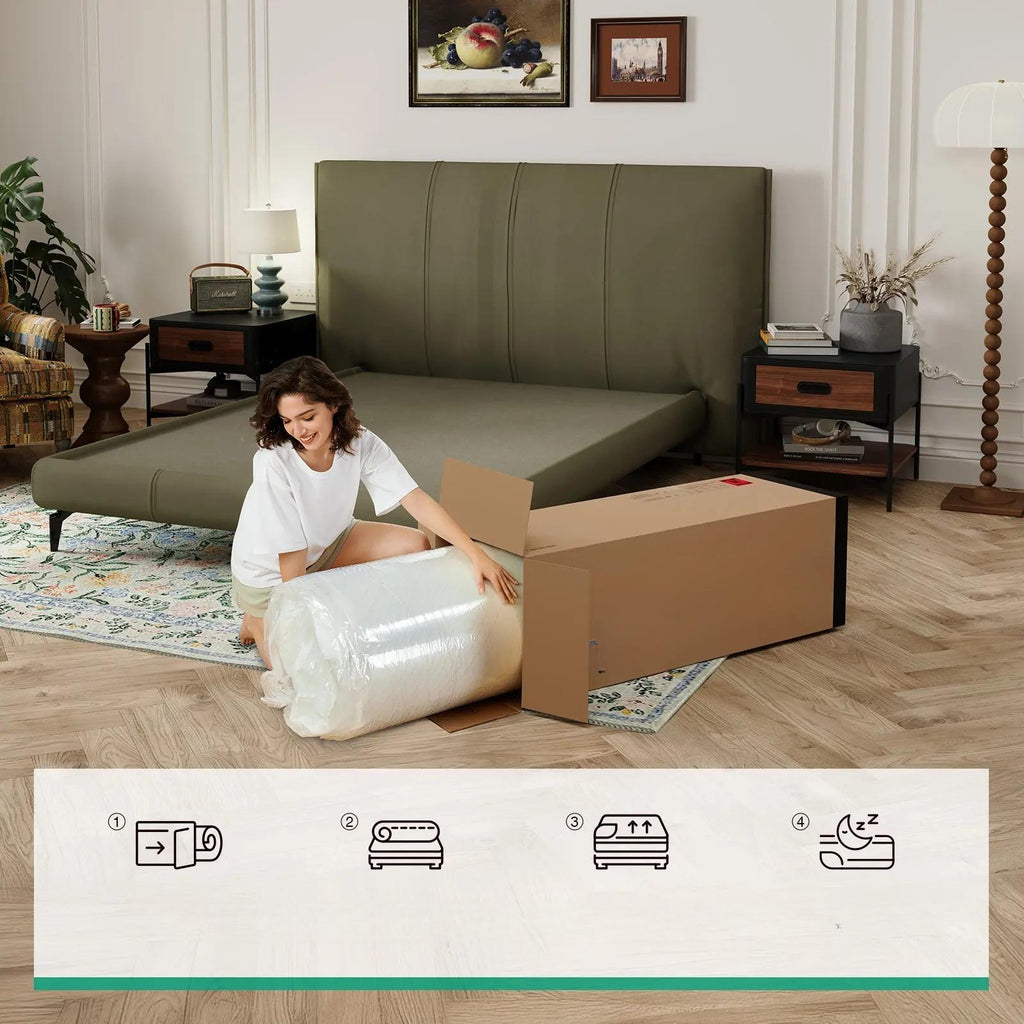Hybrid Innerspring Mattress, 25cm Thick Comfort Bed Mattress with Cool‑Touch Breathable Cover, Pressure Relief & Motion Isolation Hybrid Mattress, Single/Double/King Size for Bedroom Guest Room