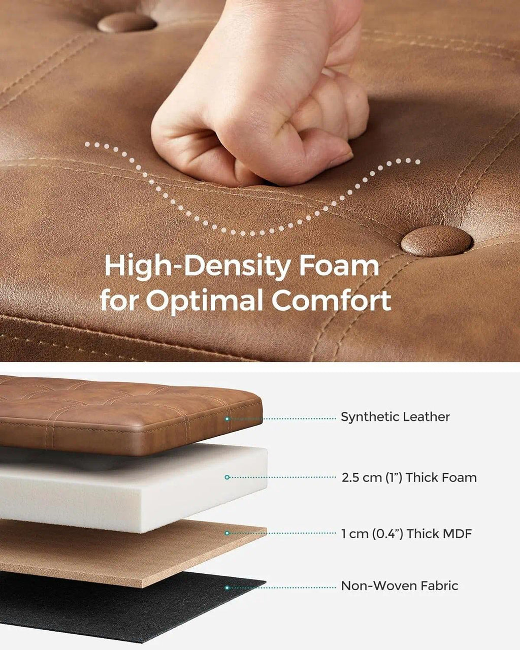 Foldable Storage Ottoman Bench 38x110x38 cm – Multi-Purpose Cube Foot Rest with Hidden Storage, Holds 300 kg, Space-Saving for Living Room, Bedroom & Entryway [Plus A Free Gift]