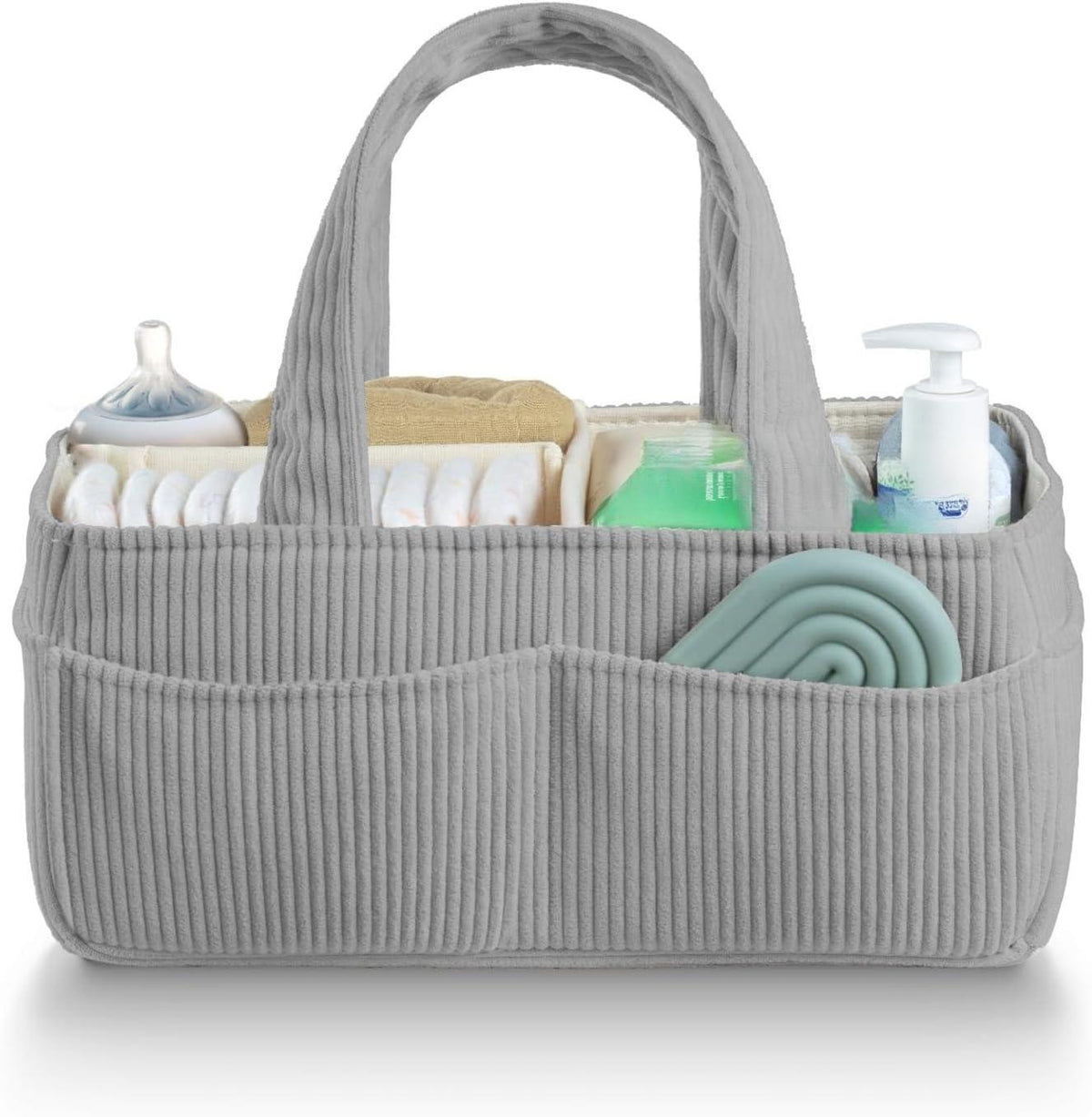 Baby Diaper Caddy Organizer for Changing Table – Stylish Nursery Storage Basket, Newborn Essentials, Baby Shower Gifts and Registry Must-Haves for Boy or Girl, Car Diaper Caddy, Corduroy Mocha