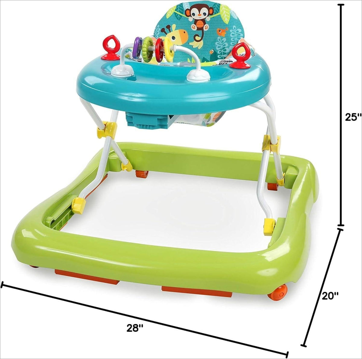 Cartoon Baby Walker for 6 Months+: Easy-Fold Frame, Space-Saving Storage, Safe Anti-Rollover Design, Adjustable Height, Fun Toy Tray, Smooth-Rolling Wheels. Aids Toddler’s First Steps, Promotes Balance & Coordination. Lightweight, Sturdy, Foldable Infant