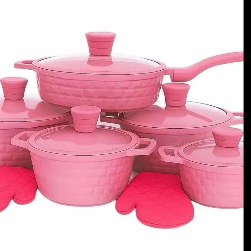 5‑Piece Die‑Cast Non‑Stick Cookware Set, Kitchen Pots and Pans Set‑Including 20/24/28/32cm Casserole Stock Pots & 28cm Frying Pan with 2 Cooking Spoons, Compatible with Induction, Gas & Electric Stovetops