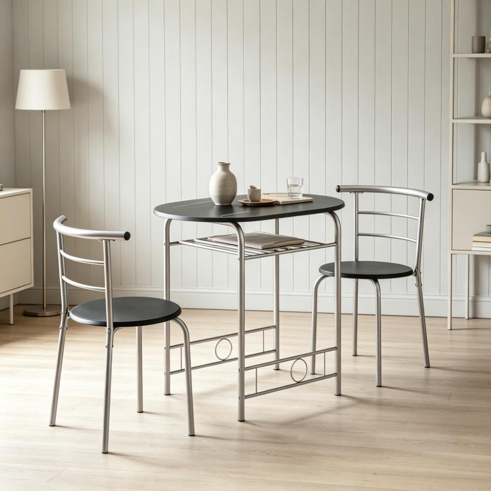 Compact Breakfast Bar Table and Chair Set 80x53x75.5cm, Kitchen Dining Unit with Storage Shelf, Space-Saving Furniture for Small Apartments, Dorm Rooms, and Studio Kitchens [Plus A Free Gift]