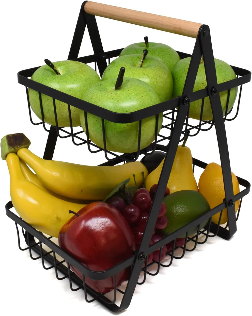 Fruit Basket 2 Tier Countertop Metal Fruit Rack and Vegetable Stand Keeps Fruit and Vegetable Fresh, Fruit Baskets for Kitchens