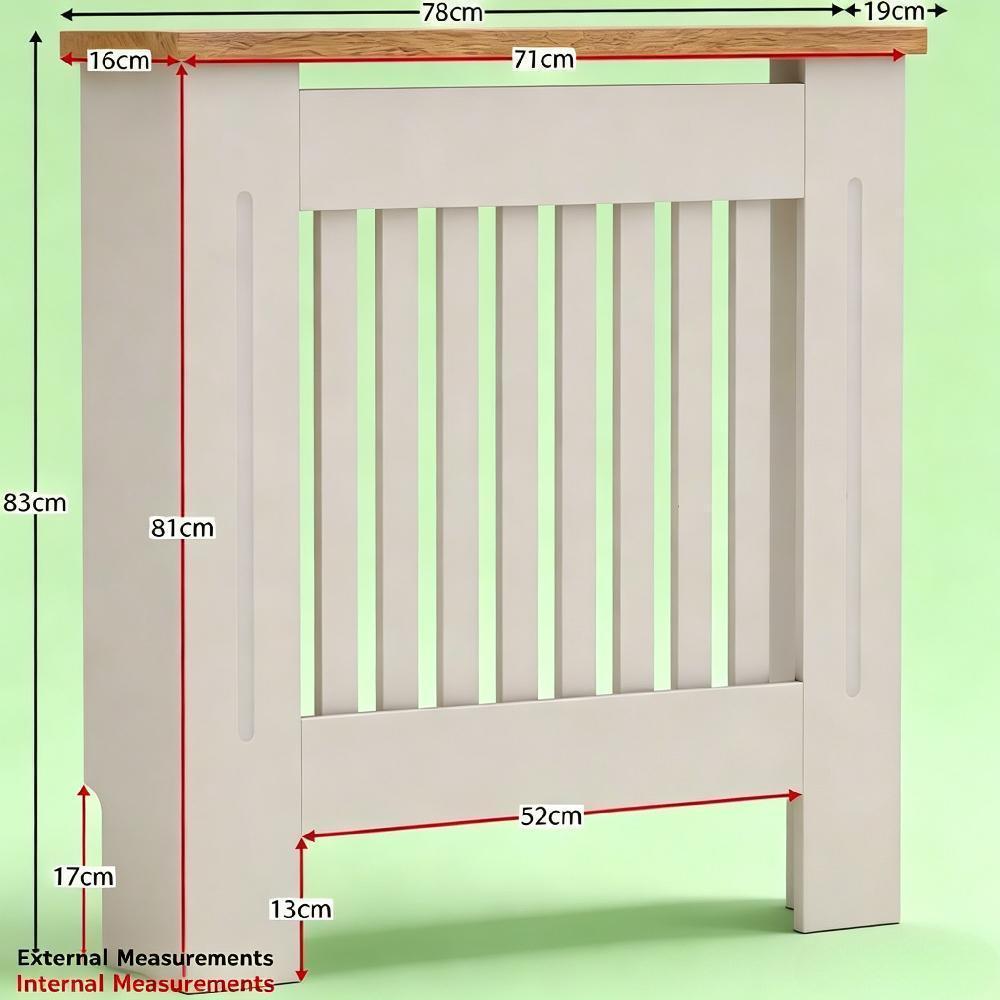 Modern White Radiator Cover, Painted MDF Cabinet with Slats and Grille, Wooden Top Shelf for UK Home [Plus A Free Gift]
