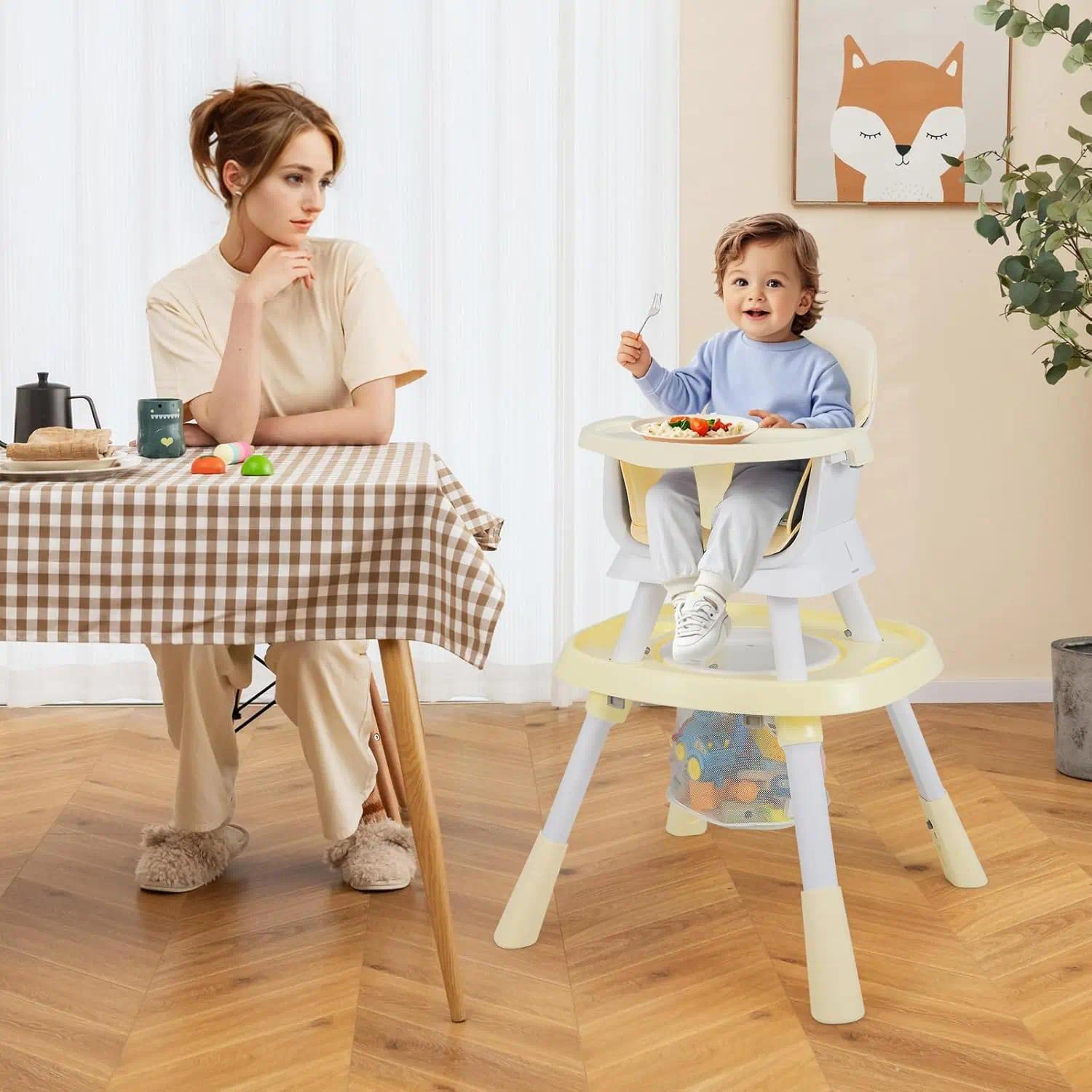 16‑in‑1 Multifunctional Convertible High Chair for Babies & Toddlers, 5‑Point Safety Harness, Removable Tray, Adjustable Tabletop, Activity Center Mode, Stable Non‑Slip Base, BPA‑Free Material for 6‑36 Months