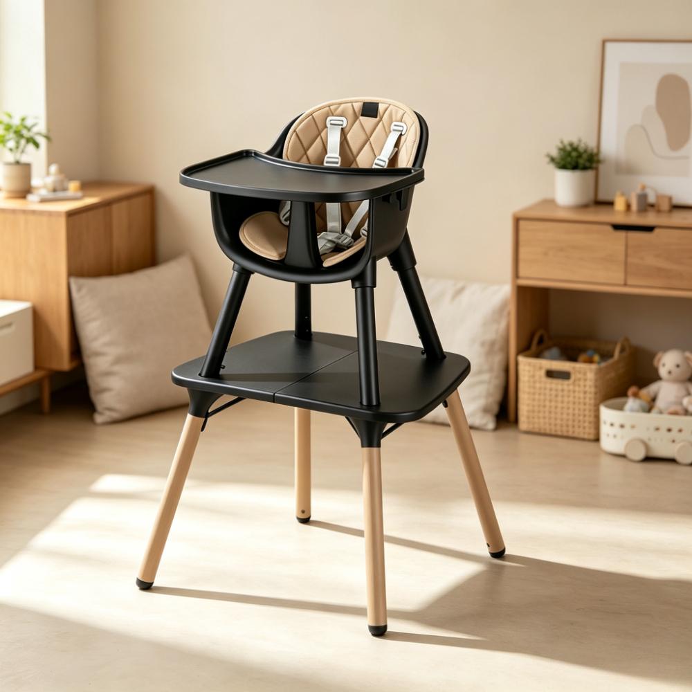 Convertible Baby High Chair 6-36 Months, Adjustable Infant Dining Seat with Removable 2-Position Tray, 5-Point Safety Harness, Easy-Clean Toddler Feeding Chair for Home & Travel [Plus A Free Gift]