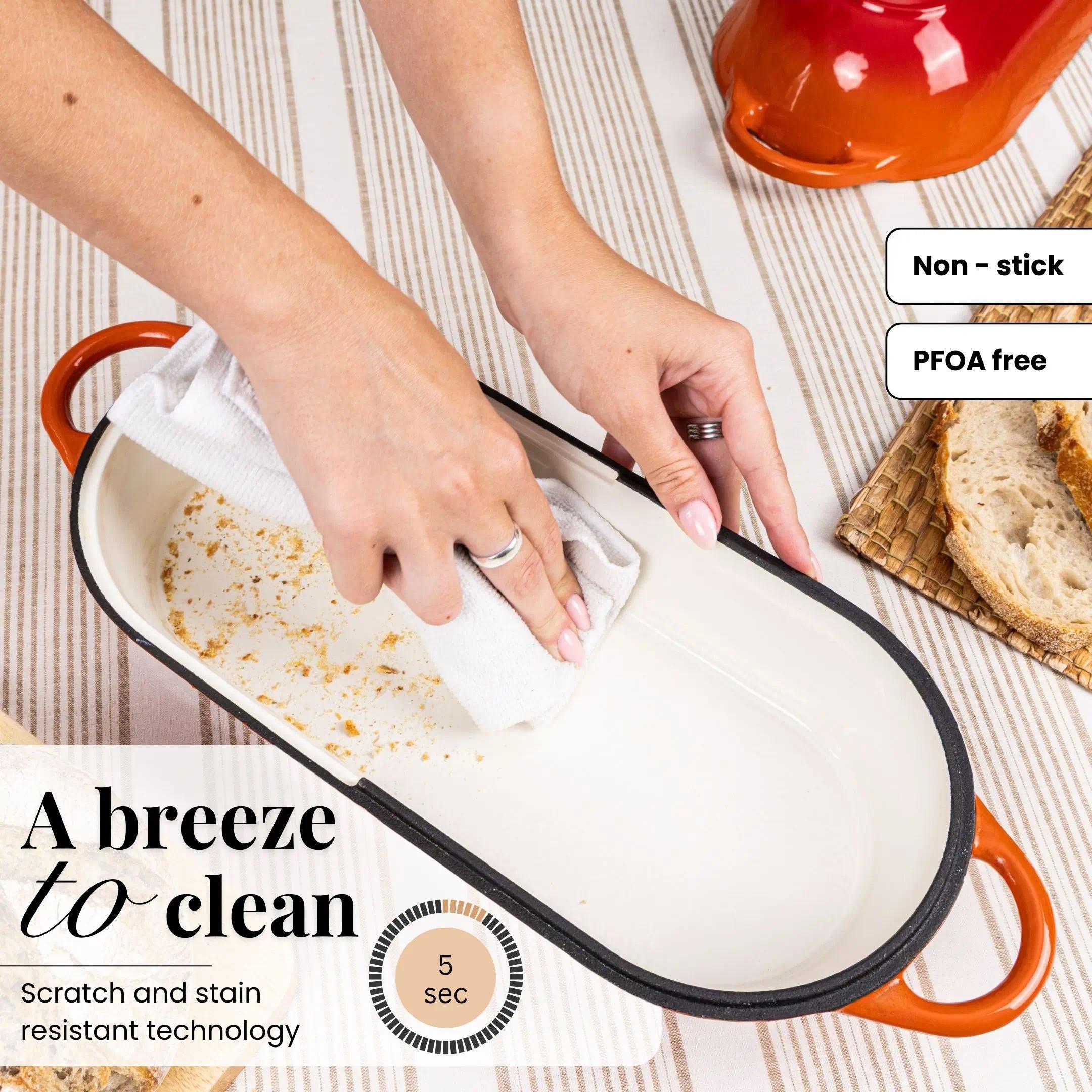 Multi-Color Rectangular Enamelled Cast Iron Pot, Non-Stick Dutch Oven, Oven Safe Loaf Pan, Ideal for Sourdough Bread Baking, Home Kitchen Baking & Daily Cooking