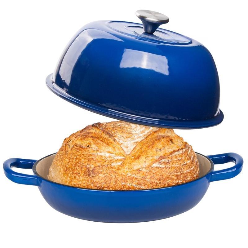 Enameled Cast Iron Bread Pot with Lid, Premium Dutch Oven for Home Baking, Even Heat Retention & Steam Circulation, Rust-Proof Scratch-Resistant, Ideal for Bread Roasting Stewing, Oven Safe Cookware