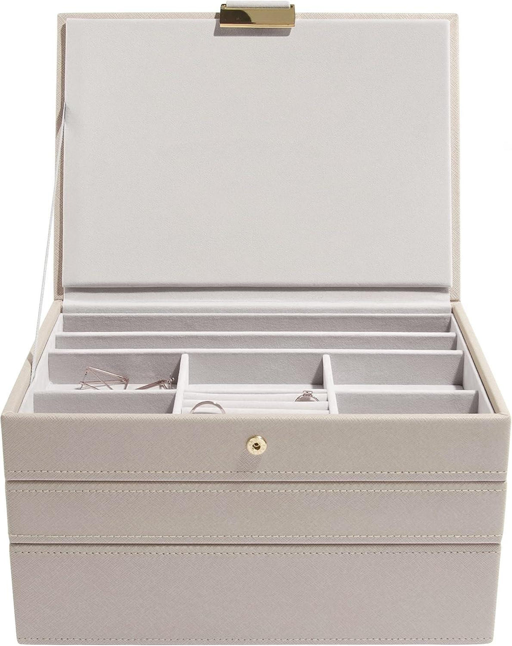 Classic Medium Jewelry Box, Portable Travel Jewelry Organizer Case with Removable Compartments, Jewellery Storage Box for Rings Earrings Necklaces Bracelets, Ideal Gift for Women Girls Home Dresser Decor