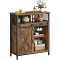 Rustic Sideboard Storage Cabinet with Sliding Barn Door Open Compartment & Adjustable Shelf Freestanding Buffet Unit 30 x 70 x 80 cm Toasted Oak Finish for Living Room Hallway