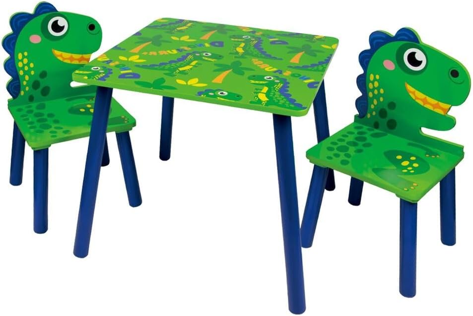 URBNLIVING Kids Wooden Table & 2 Chairs Themed Set Furniture for Play Room Study Desk Toddlers Junior (Football)