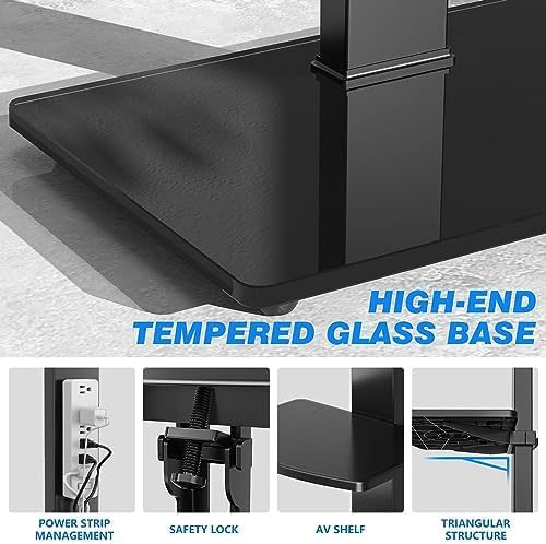 RFIVER Freestanding Floor TV Stand for 32-70 inch TVs up to 50kg, Black