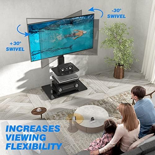RFIVER Freestanding Floor TV Stand for 32-70 inch TVs up to 50kg, Black