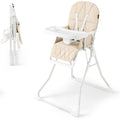 Maxmass Foldable High Chair, Compact High Chair with 3-Position Adjustable Dishwashable Tray, Removable Seat Cushion, 5-Point Safety Harness, Highchair for Baby Infant (Brown with Basket)