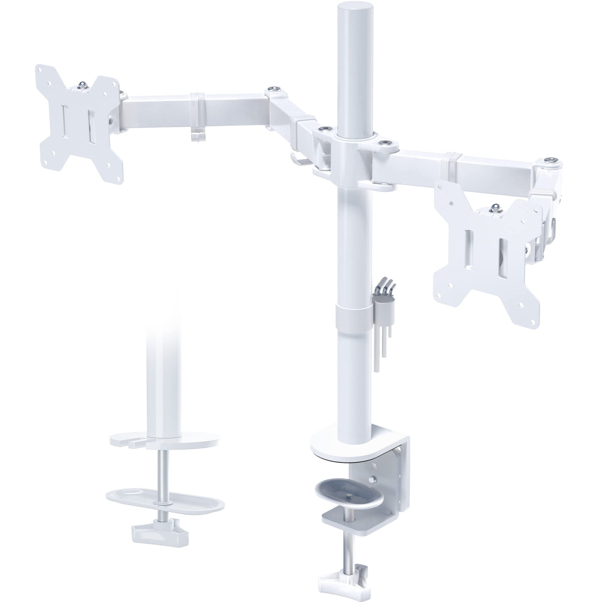 VEN-BONTEC Dual Monitor Arm Desk Mount for 13–27 Inch Computer Screens, VESA 75x75/100x100, Full Motion Adjustable Monitor Arm with 360° Rotation, Height Adjustable up to 430mm, Max 10kg per Arm, Black