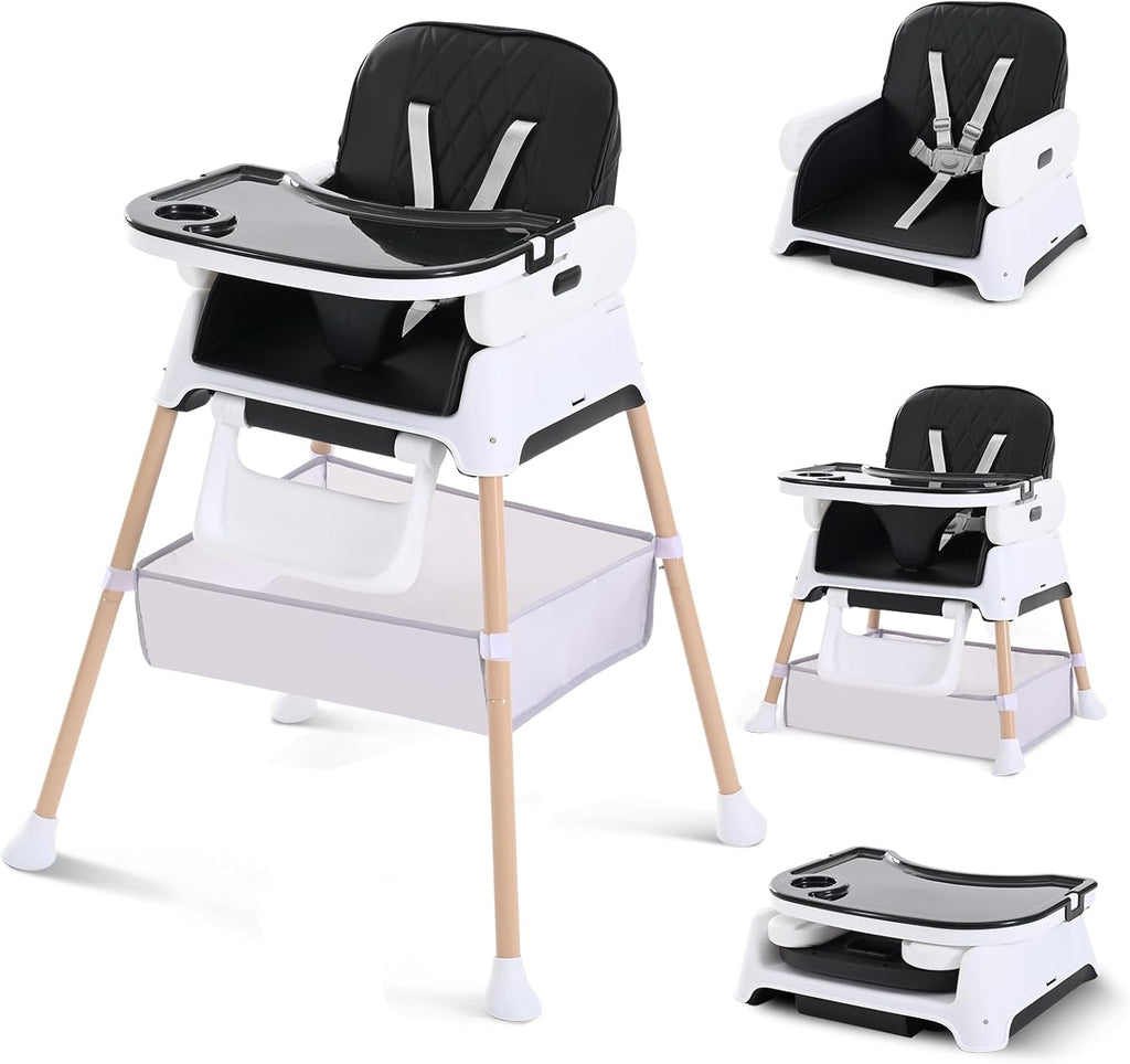 Adjustable Folding Baby Dining Chair - 3-in-1 Convertible High Chair & Booster Seat, Portable Compact Feeding Chair for Travel, 6 Months to 3 Years (Pink) [Plus A Free Gift]
