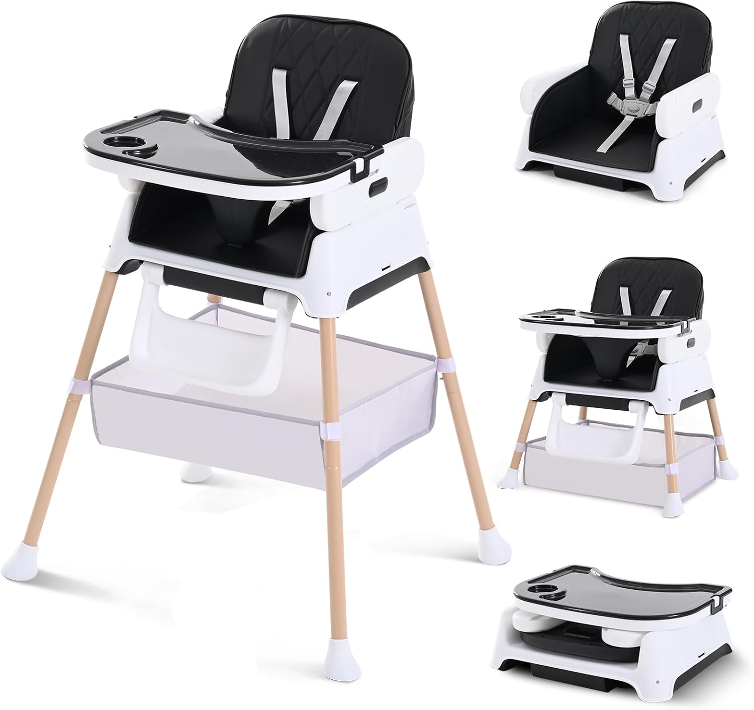 Adjustable Folding Baby Dining Chair - 3-in-1 Convertible High Chair & Booster Seat, Portable Compact Feeding Chair for Travel, 6 Months to 3 Years (Pink) [Plus A Free Gift]