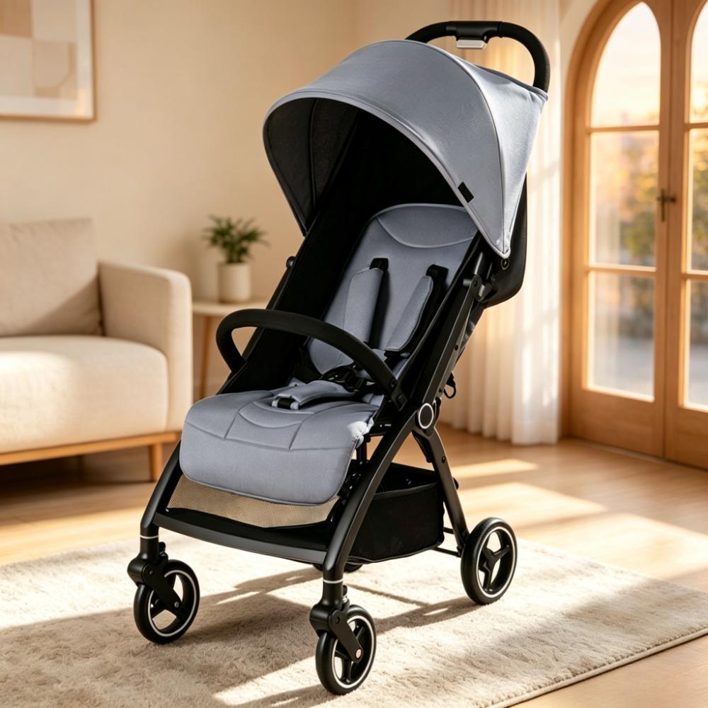 Lightweight Baby Pushchair – One-Hand Fold Travel Stroller for Infants 0-36 Months, Adjustable Reclining Seat, Extendable Canopy, 5-Point Safety Harness, Large Under-Seat Basket, Compact for Car Boot [Plus A Free Gift]