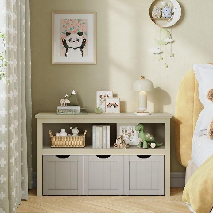 Toy Storage Organizer Multi-Functional Children Storage Cabinet & Bookcase 3 Drawers Large Capacity MDF Unit for Playroom Living Room & Children’s Room