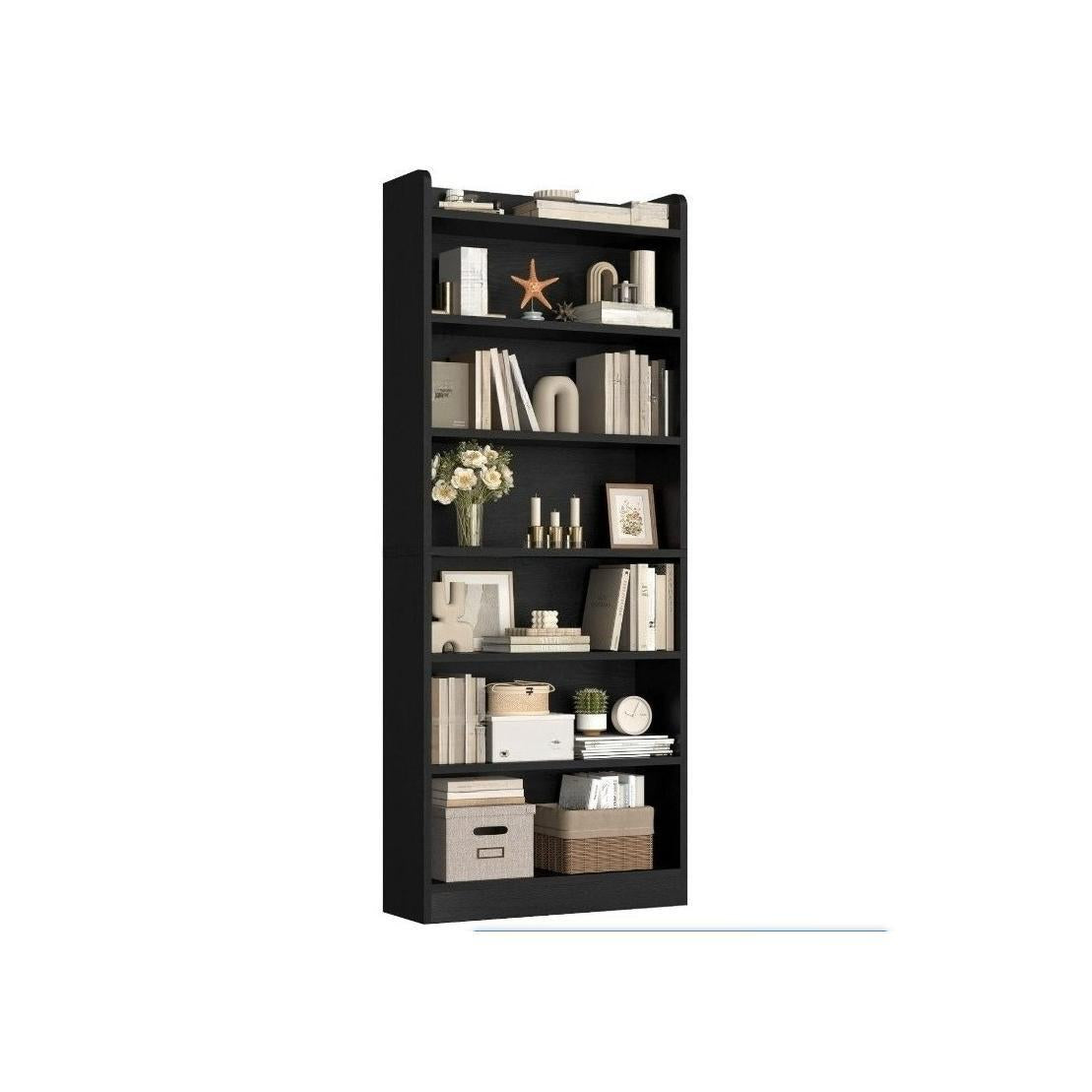 `Modern Tall Slim Open Bookcase, Freestanding Display Storage Shelf with Adjustable Shelves & Anti‑Tip Wall Anchor, Multi‑Purpose Unit for Books, Plants & Home Decor, Bedroom Living Room Office Study`