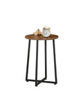 Industrial Round End Table, Small Bedside Nightstand with X‑Shaped Metal Frame, Multifunctional Accent Side Table, Plant Stand for Living Room, Bedroom & Hallway