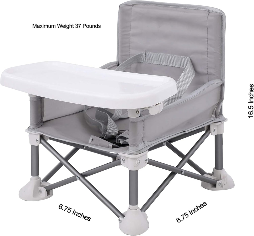 Baby Booster Seat Highchair Portable Seat Chair| Compact Fold with Straps for Indoor/Outdoor Use| Great for Camping Beach Lawn |Toddlers Kids Boys Girls (Neutral) baby  chair
