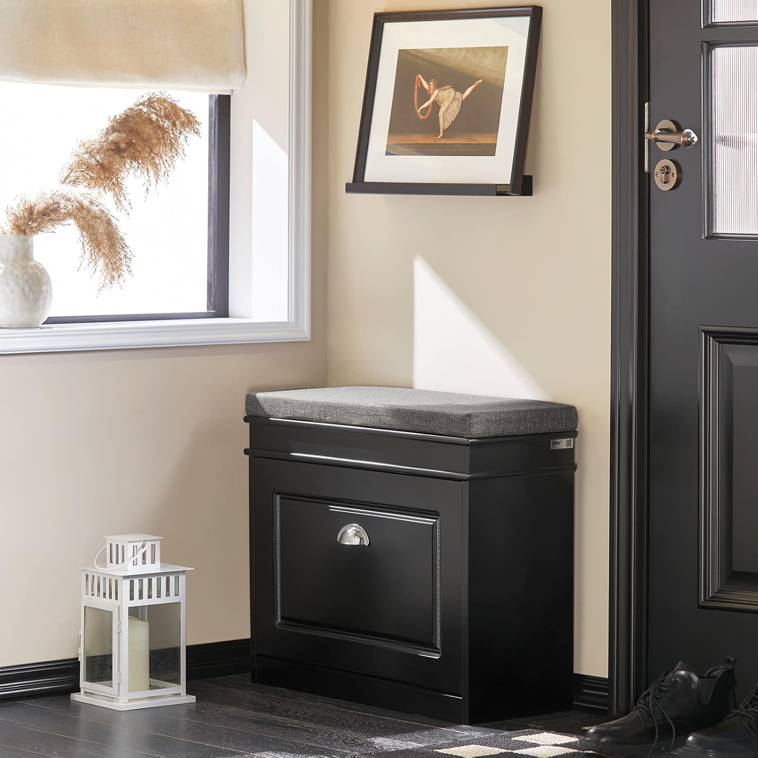 Narrow Flip Drawer Shoe Storage Bench, 2‑Tier Hidden Shoe Rack Cabinet with Removable Padded Seat Cushion, 150kg Heavy‑Duty Load Capacity, Space‑Saving Entryway Organiser for Hallway Bedroom Mudroom, Multiple Colour Options