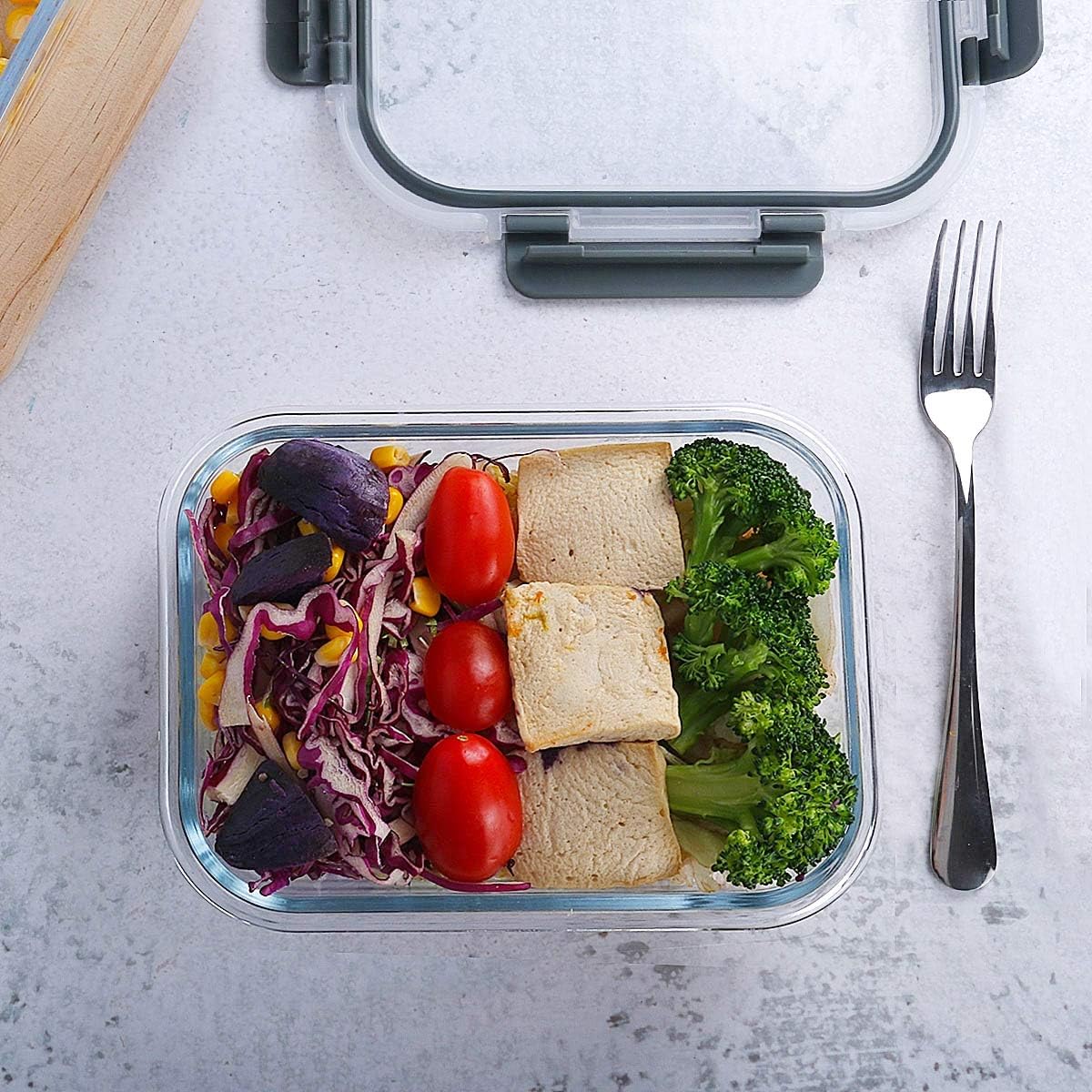 Glass Meal Prep Containers with Lids 1040ml Airtight Glass Food Storage Containers, Set of 5