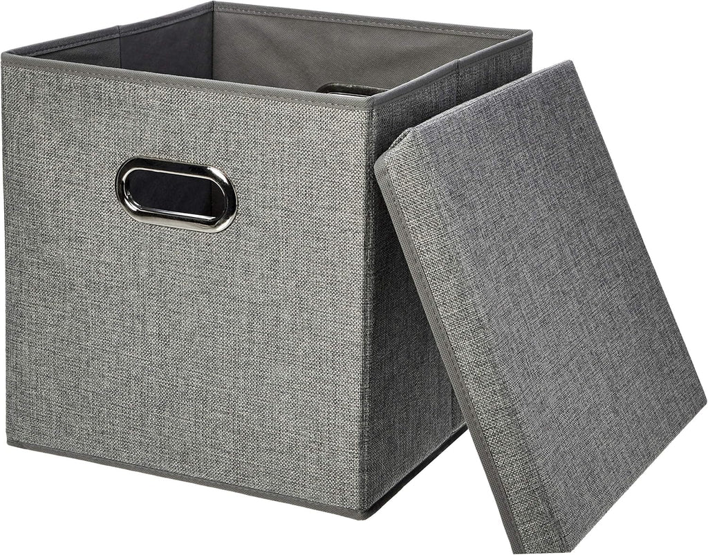 CZHMBM Premium Foldable Burlap Storage Cubes 2-Pack Stylish Grey for Organized Living 33x33x33cm Space-Saving & Versatile