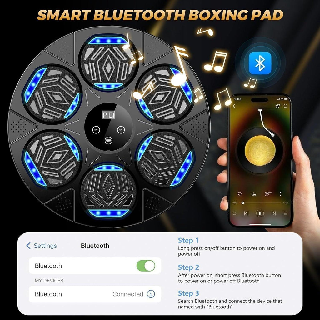 Smart Music Boxing Machine for Wall Mount, Bluetooth Training Equipment with Boxing Gloves, Suitable for Adults Kids Home Office Gym Workout [Plus A Free Gift]