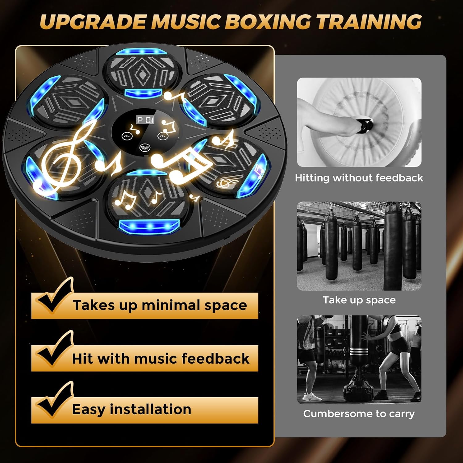 Smart Music Boxing Machine for Wall Mount, Bluetooth Training Equipment with Boxing Gloves, Suitable for Adults Kids Home Office Gym Workout [Plus A Free Gift]