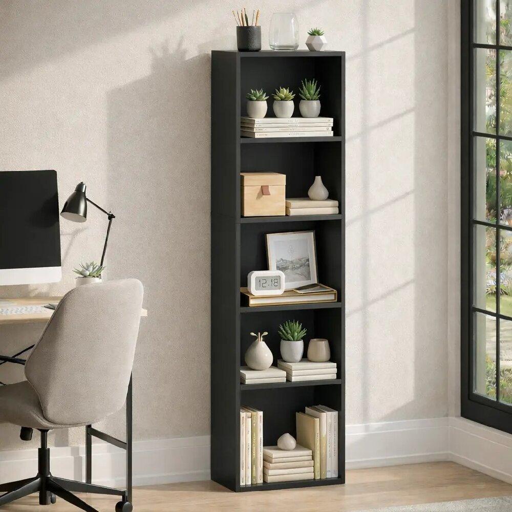 White 5-Tier Cube Bookcase – Freestanding Wooden Display Shelf, Space-Saving Storage Unit for Living Room, Bedroom, Home Office [Plus A Free Gift]