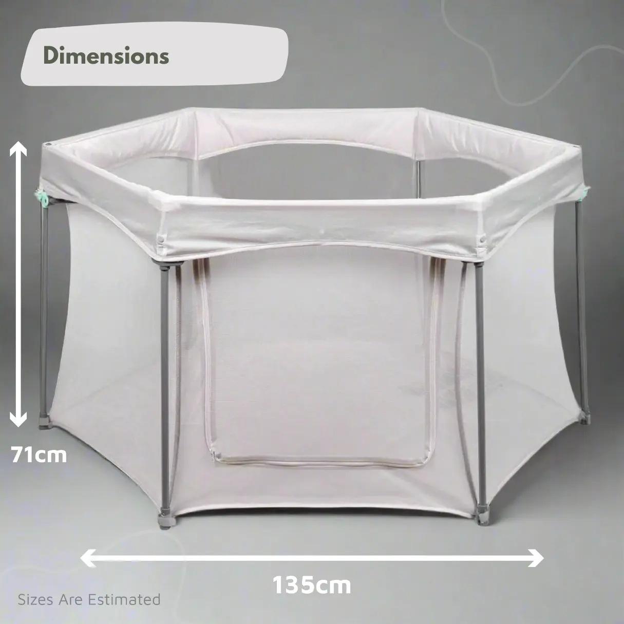 Foldable Hexagonal Baby Playpen with Breathable See-Through Mesh & Zipper Access Door, Compact 110×110CM Spill Resistant Play Yard with Carry Bag, Easy Wipe Clean Toddler Play Fence for Indoor Home Outdoor Park Travel