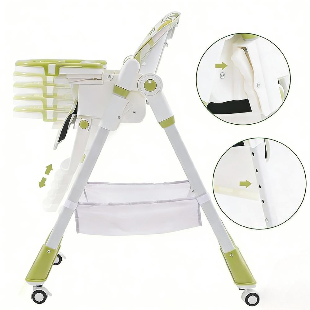 Adjustable Luxury Foldable Highchair - 5-Position Height, 3 Recline & Easy-Clean Tray | Grow-with-Me Baby Chair from 6 Months to 3 Years [Plus A Free Gift]