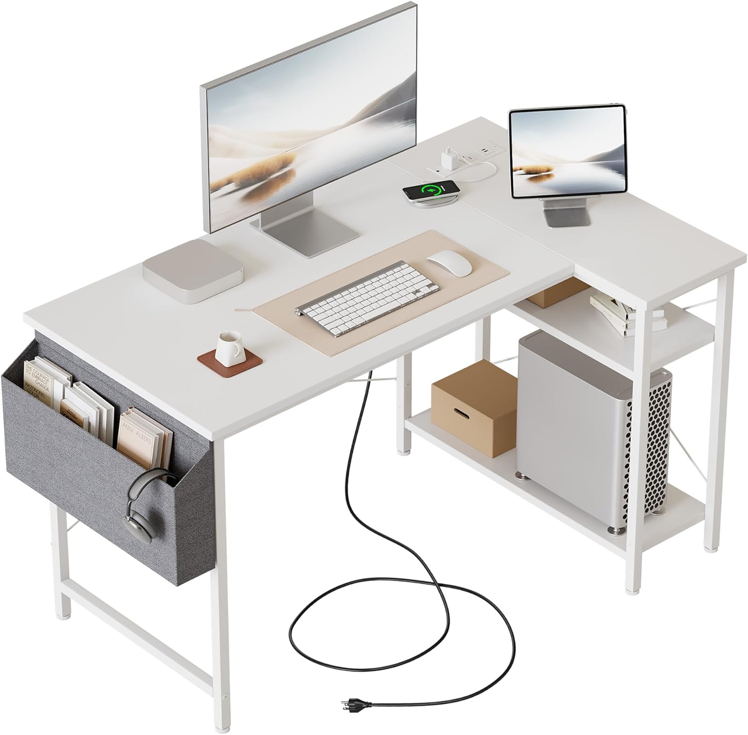 L Shaped Desk, 100 cm Corner Gaming Desk for Home Office, Computer Desk Sturdy Writing Workstation for Small Space, Easy to Assemble, Black