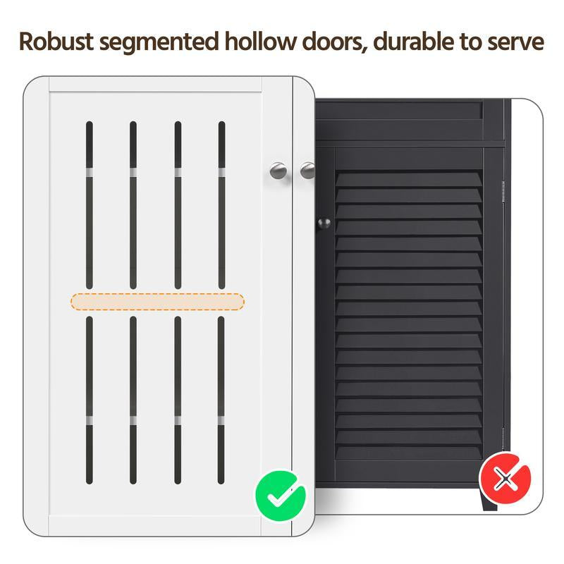Freestanding Wooden Shoe Storage Cabinet, 4‑Tier Shoe Organiser with Drawer & Doors, Adjustable Shelves, Anti‑Tipping Design, Holds 15‑18 Pairs Shoes for Entryway Hallway Bedroom