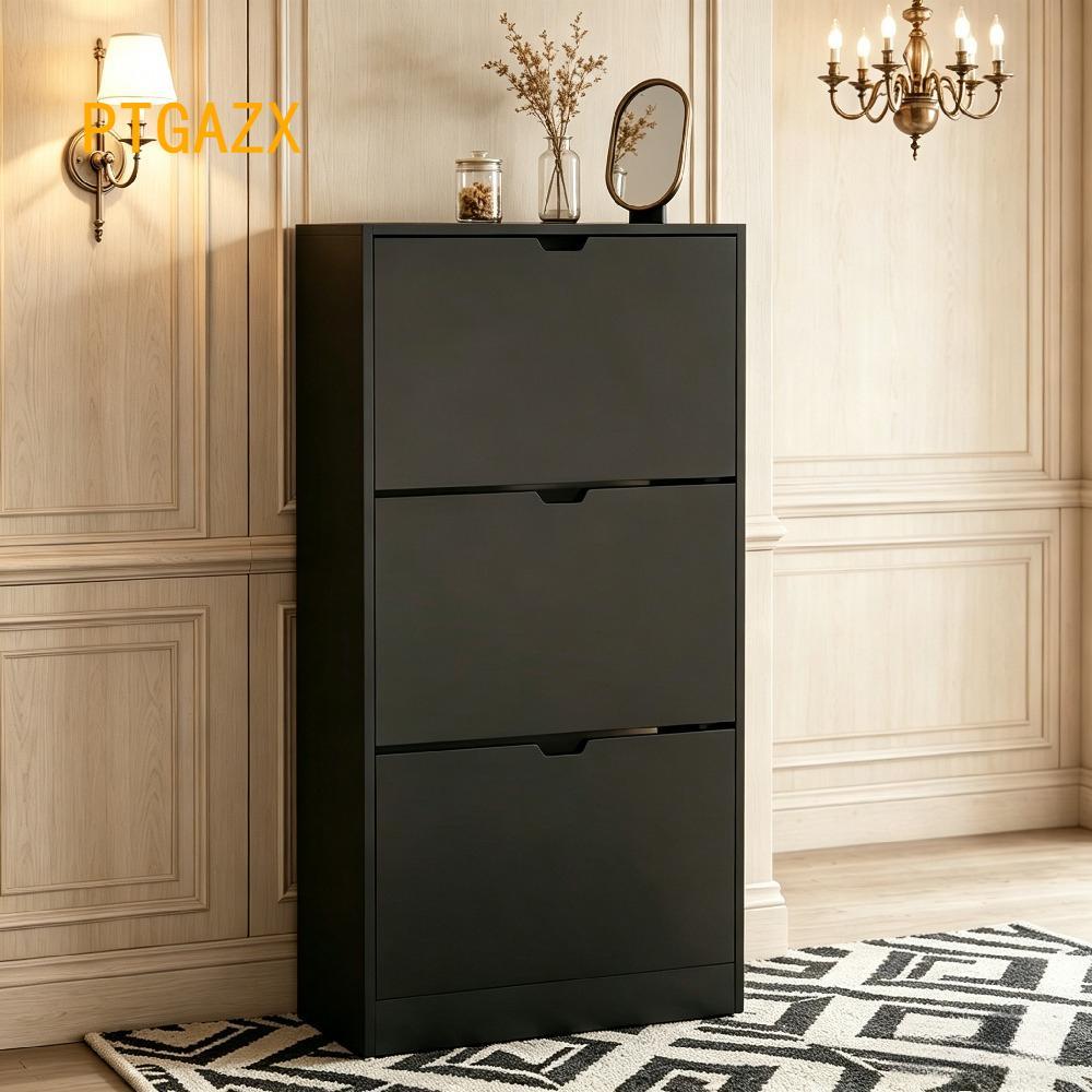 Space Saving 3-Drawer Flip Down Shoe Cabinet for Hallway & Living Room - FSC Certified Eco-Friendly Storage