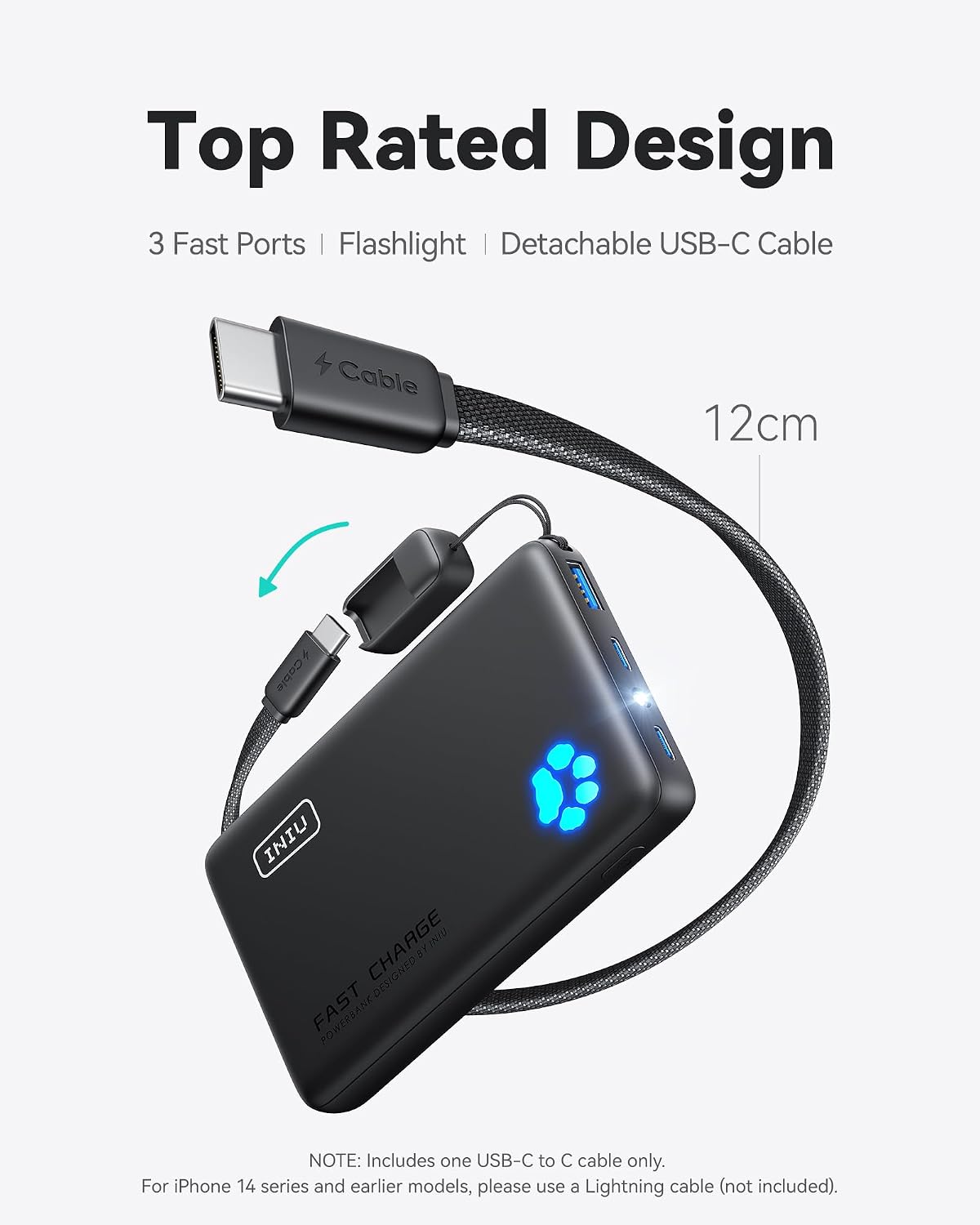 VEN-INIU 45W Fast Charging Power Bank, 40% Smaller 10000mAh Portable Charger