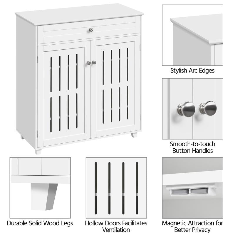 Freestanding Wooden Shoe Storage Cabinet, 4‑Tier Shoe Organiser with Drawer & Doors, Adjustable Shelves, Anti‑Tipping Design, Holds 15‑18 Pairs Shoes for Entryway Hallway Bedroom