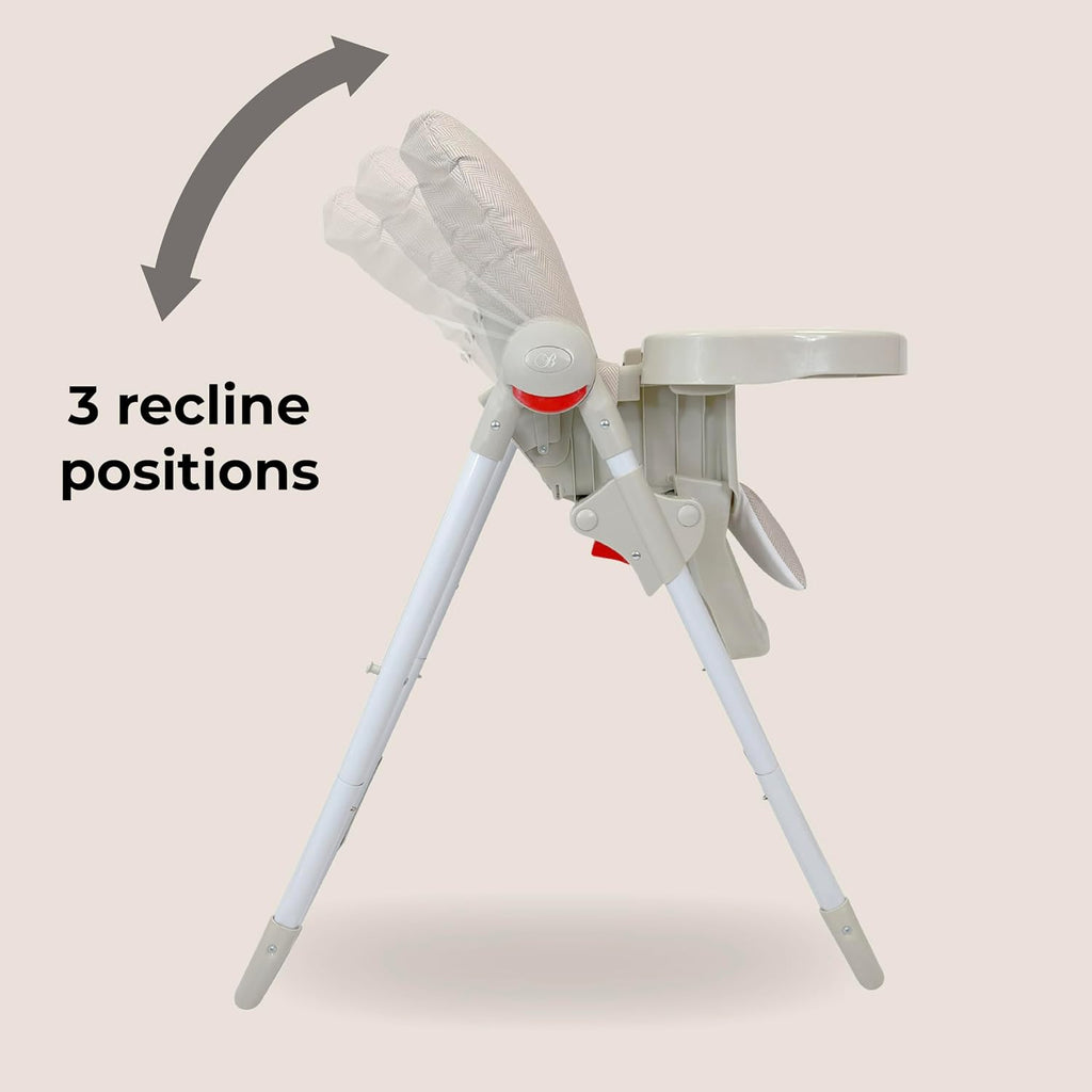 My Babiie MBHC8 Premium Highchair – Adjustable, 3 Recline Positions, 6 Height Settings, Removable Tray, Padded Seat, Foldable, for Toddler, from 6 Months to 3 Years (15kg) – Oatmeal