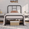 Yaheetech 4ft6 Double Metal Bed Frame Curved Headboard Heavy Duty, Black