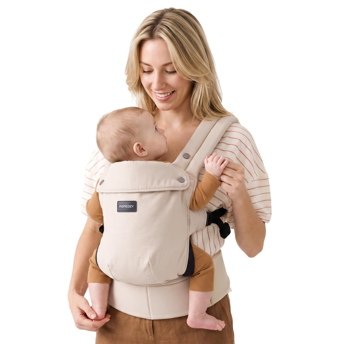Momcozy Baby Carrier for 3-24M/3.2-20kg, Waist 64-127cm, Air Mesh-Apricot