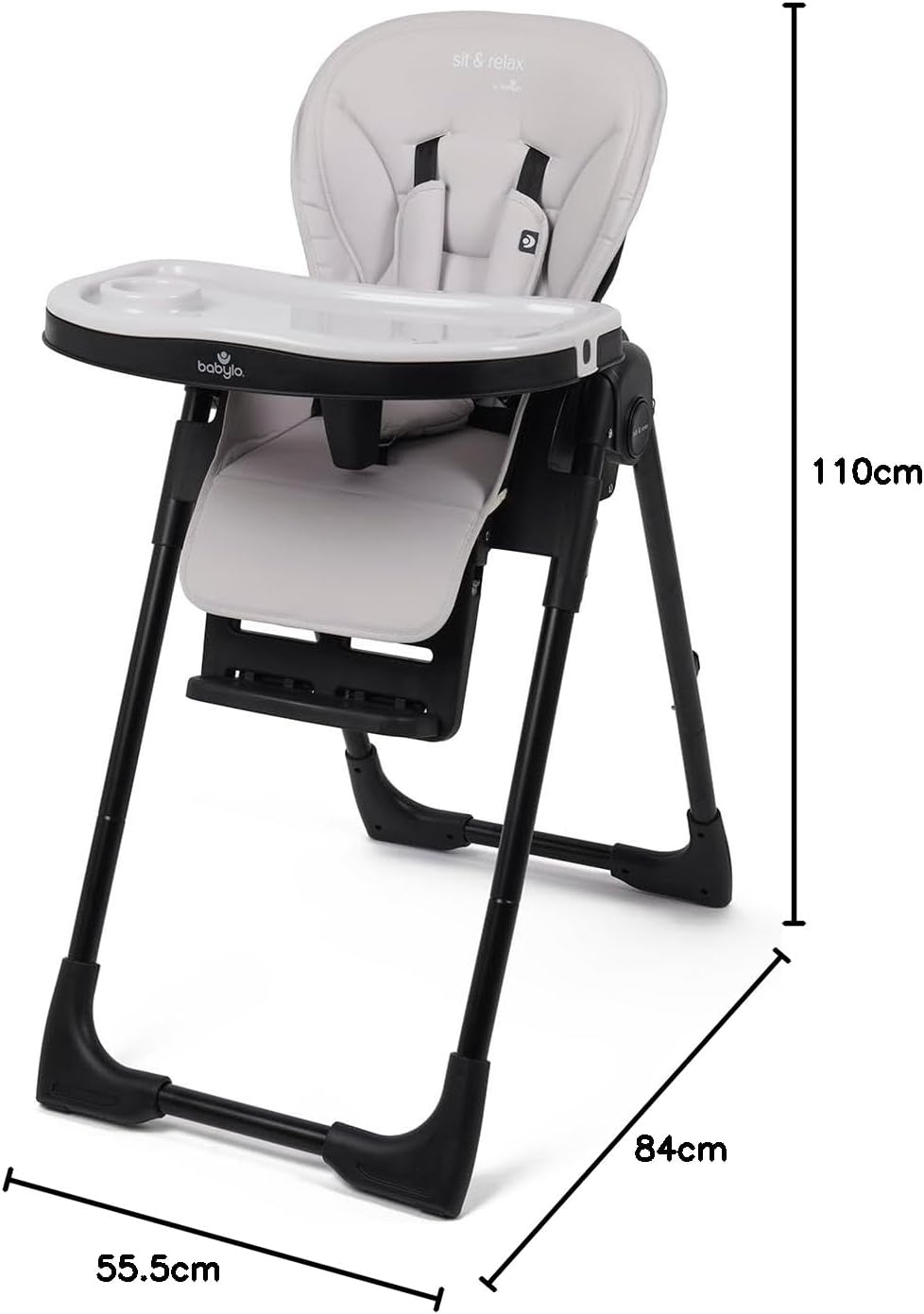 Babylo Sit N Relax Highchair, Birth up to 3 Year (15kg), Taupe & Black