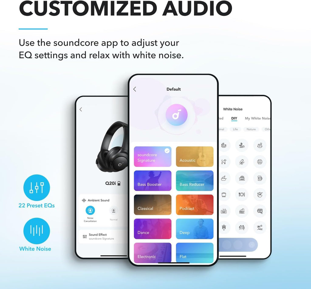 VEN-soundcore Anker Q20i, Hybrid Active Noise Cancelling Foldable Headphones
