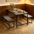 Industrial 4 Seater Dining Set with Bench – Space-Saving 3 Piece Table & Bench for Modern Kitchen [Plus A Free Gift]