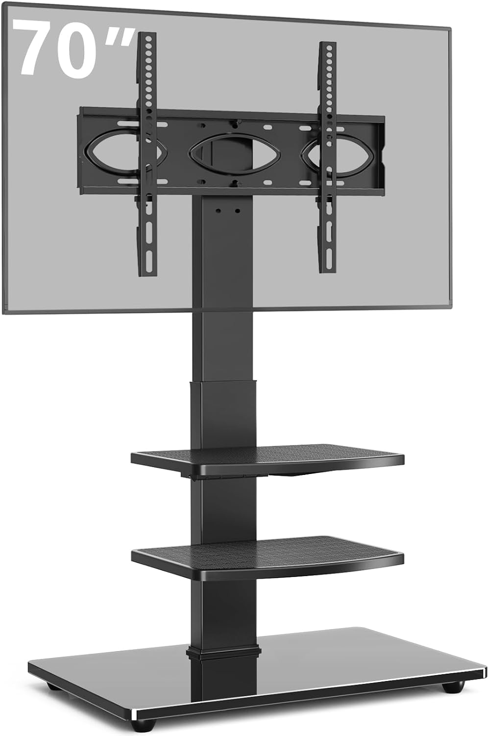 RFIVER Freestanding Floor TV Stand for 32-70 inch TVs up to 50kg, Black