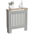 Vida Designs Arlington Radiator Cover White - Medium - Modern Shaker Style Vertical Slat Design For Optimal Heat Circulation - H83.3xW111xD19cm - Painted MDF Cabinet with Wood Top Shelf
