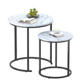 Garden 4 you Round Nesting Coffee Table Set of 2 for Living Room,Marble Center Tea Nest of Table with Metal Frame,End Side table for Small Space/Living Room/Bedroom, White Gold, 60 x 60 x 50.5cm