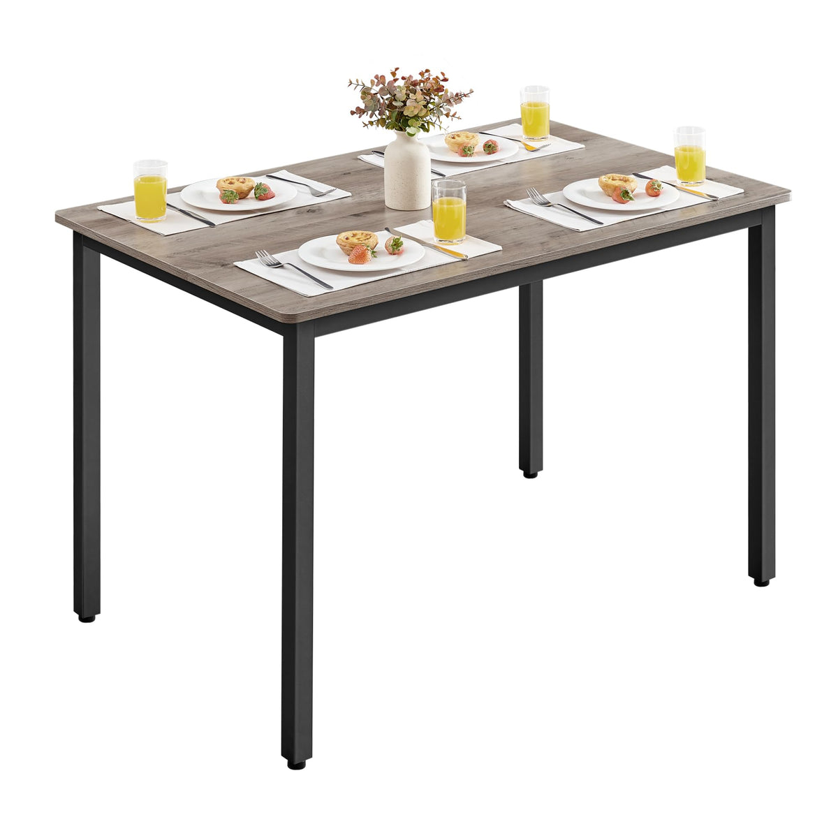 VASAGLE Dining Table with 2 Benches, 3 Piece Set, Kitchen Table of 70 x 110 x 75 cm, 2 Benches of 30 x 97 x 50 cm Each, Steel Frame, Industrial Design, Rustic Brown and Black KDT070B01